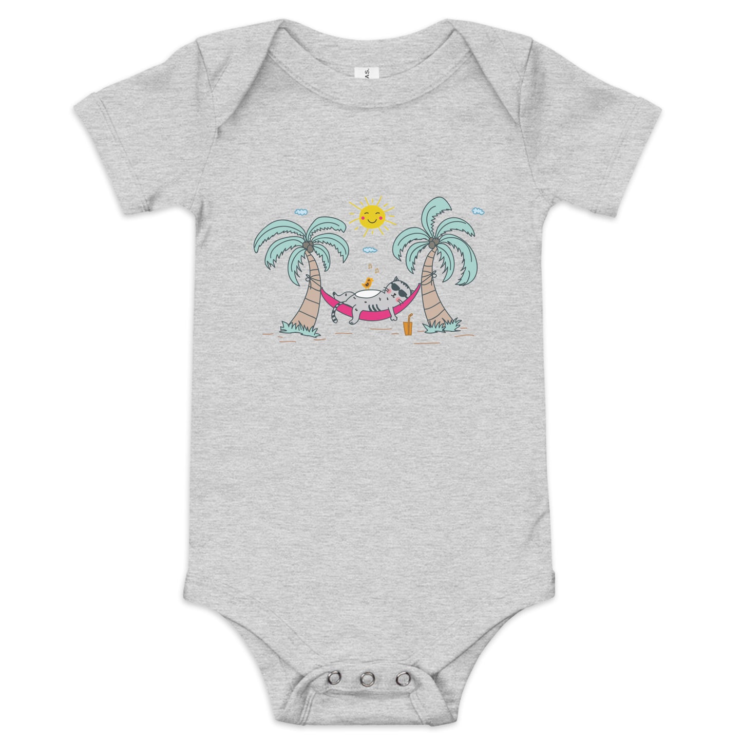 "Lazy Cat" Short Sleeve Baby One Piece