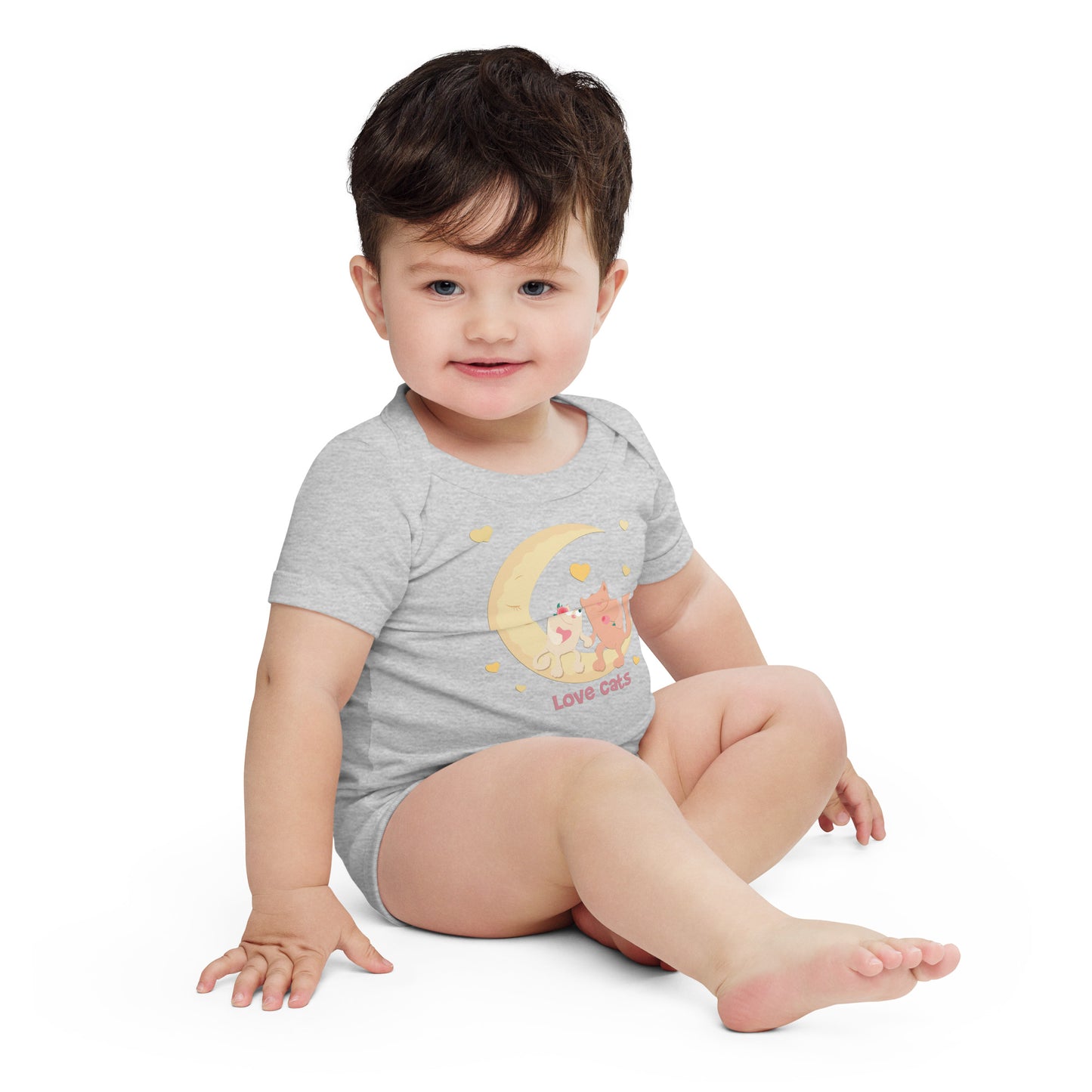 "Love cats" Short Sleeve Baby One Piece