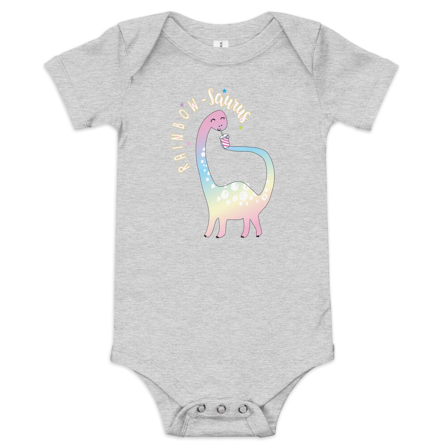 "Rainbow-Saurus" Short Sleeve Baby One Piece