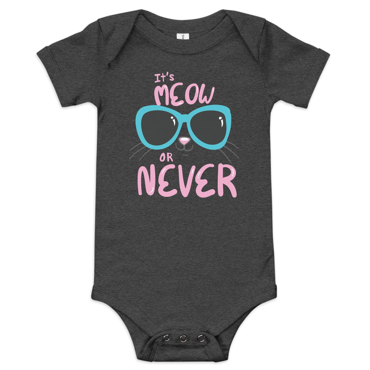 "It's Meow or Never" Short Sleeve Baby One Piece