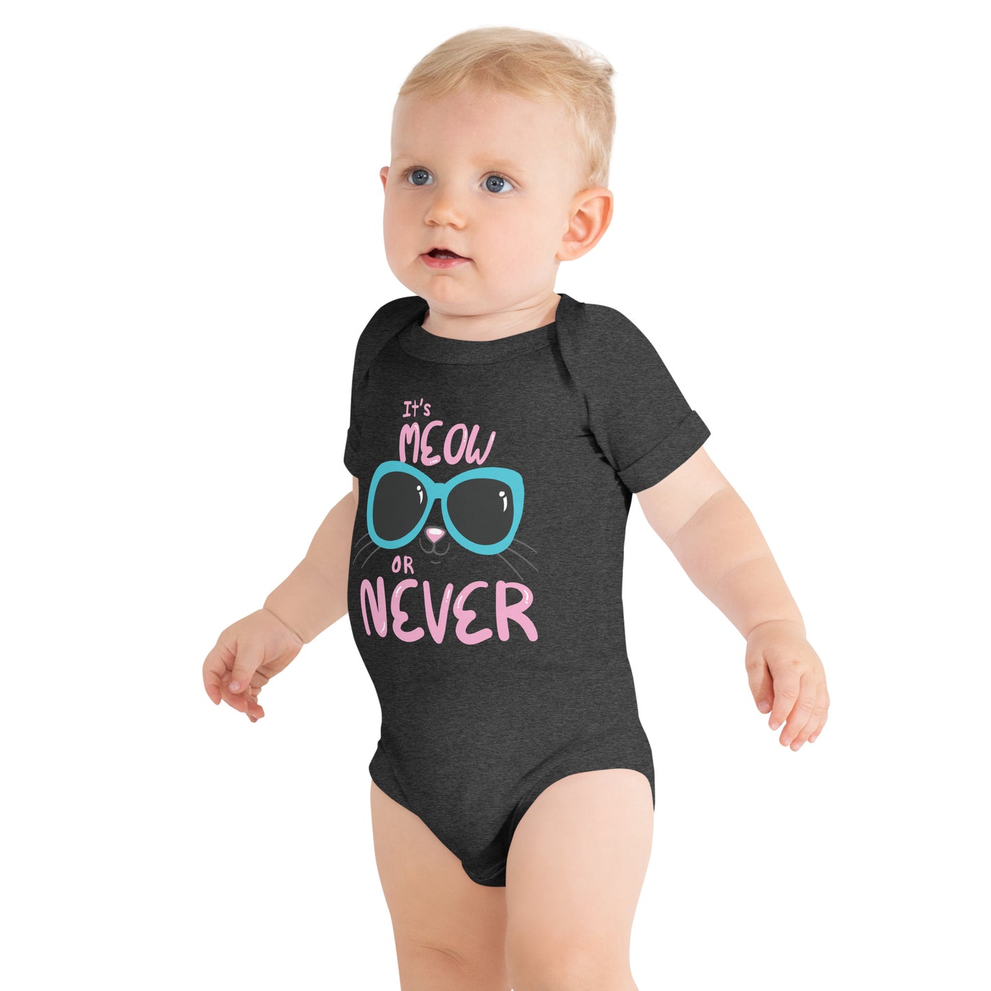 "It's Meow or Never" Short Sleeve Baby One Piece
