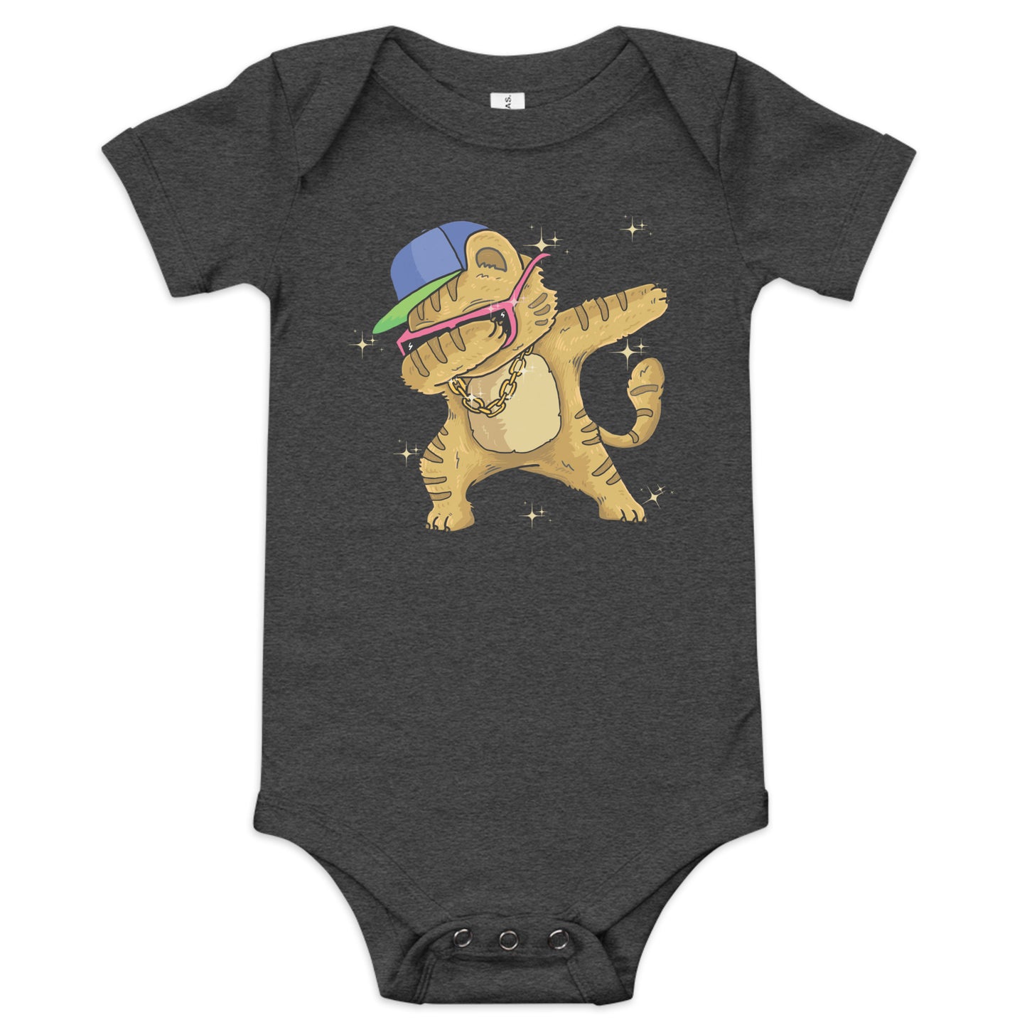 "Dabbing Cat" Short Sleeve Baby One Piece