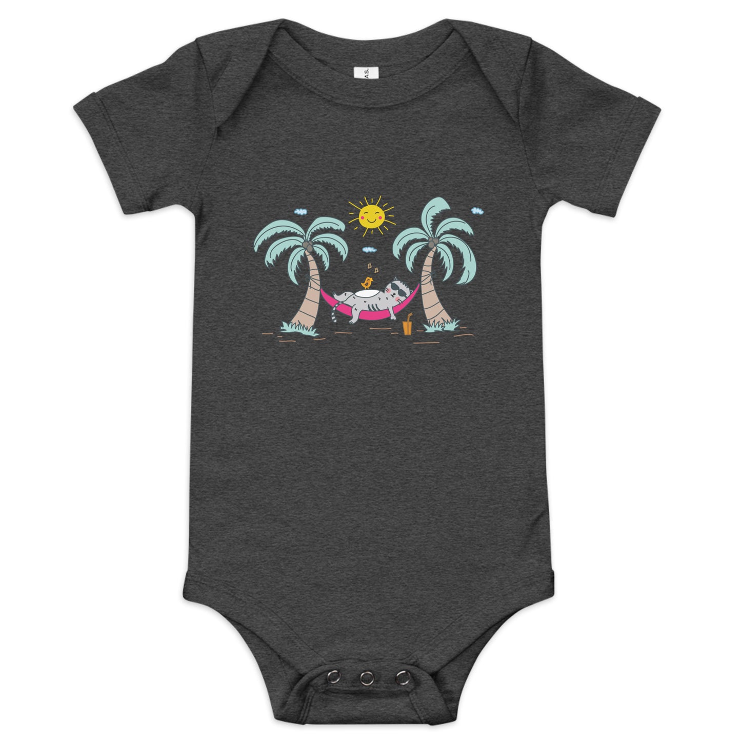 "Lazy Cat" Short Sleeve Baby One Piece