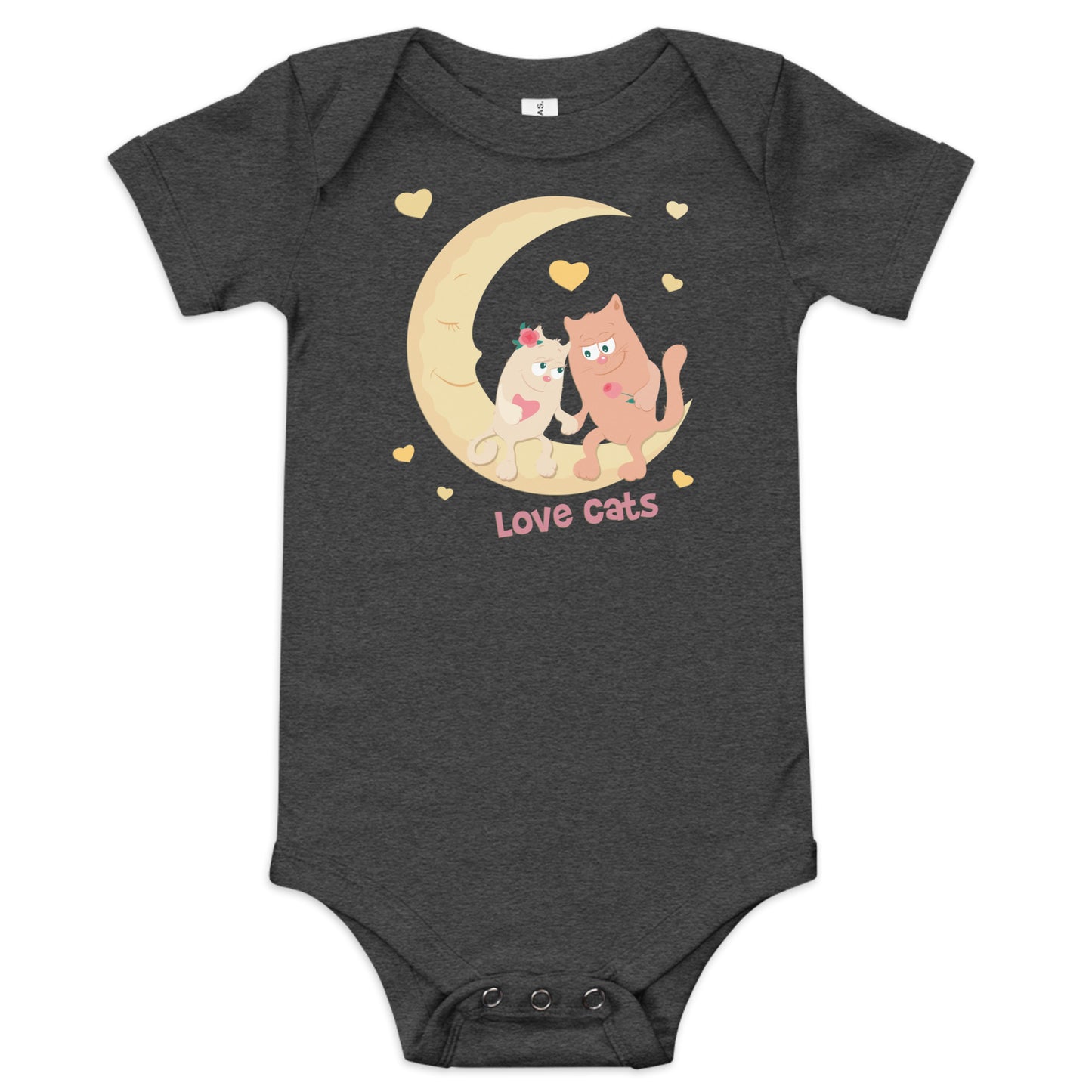 "Love cats" Short Sleeve Baby One Piece