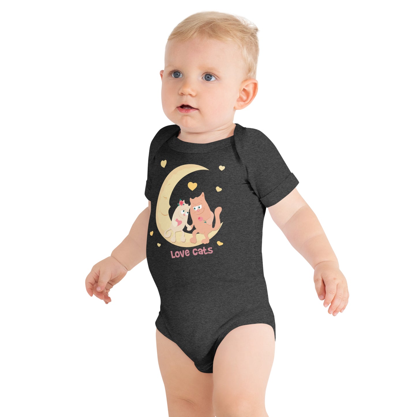 "Love cats" Short Sleeve Baby One Piece