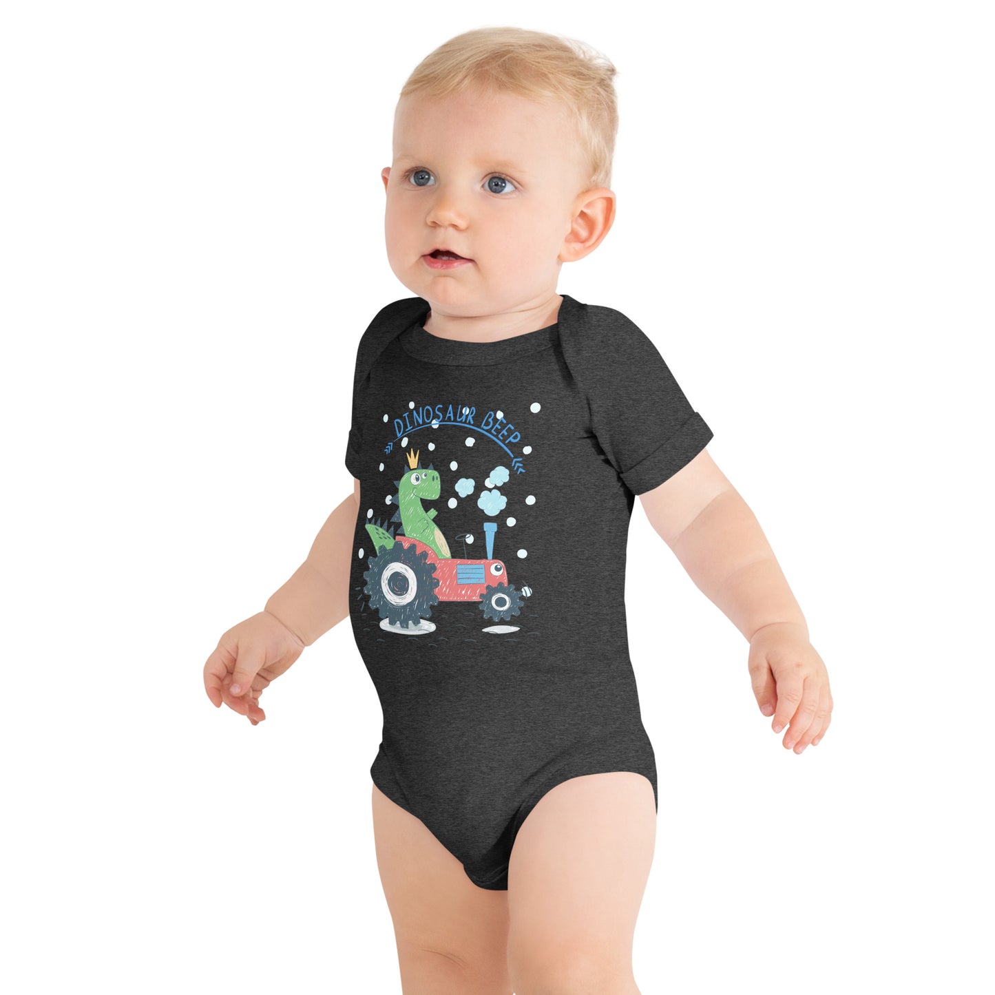 "Dinosaur Beep" Short Sleeve Baby One Piece