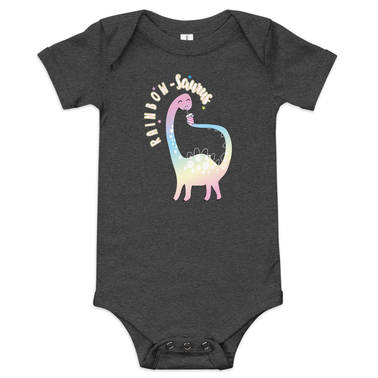 "Rainbow-Saurus" Short Sleeve Baby One Piece