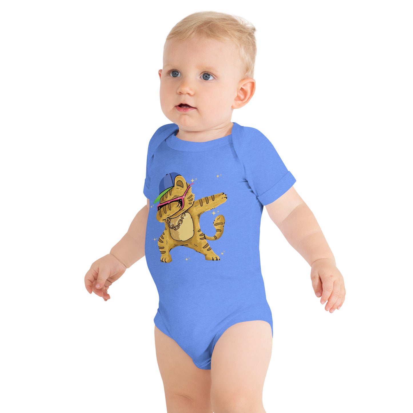"Dabbing Cat" Short Sleeve Baby One Piece