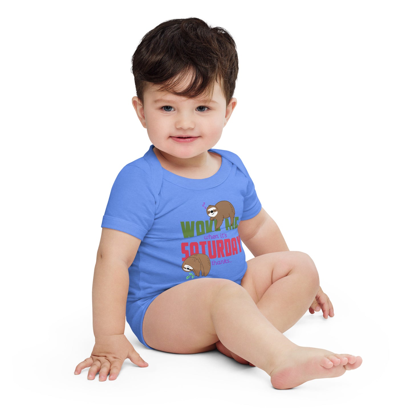 "Wake me when it's Saturday" Short Sleeve Baby One Piece