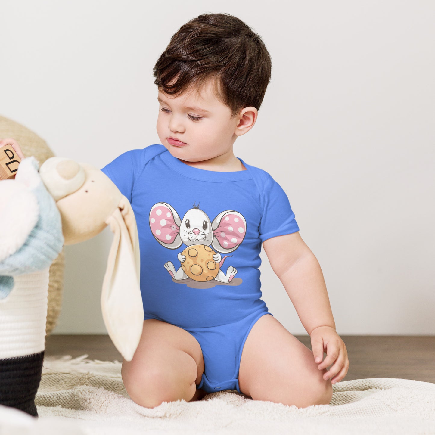 "Mozzarella Mouse" Short Sleeve Baby One Piece