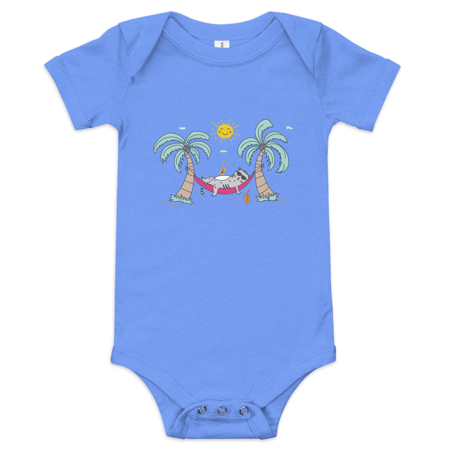 "Lazy Cat" Short Sleeve Baby One Piece