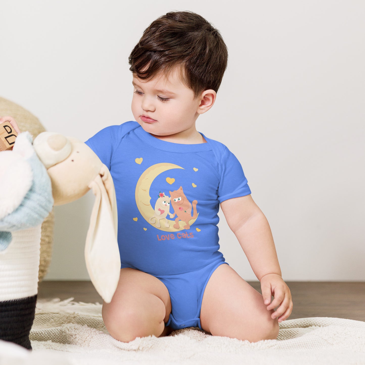 "Love cats" Short Sleeve Baby One Piece