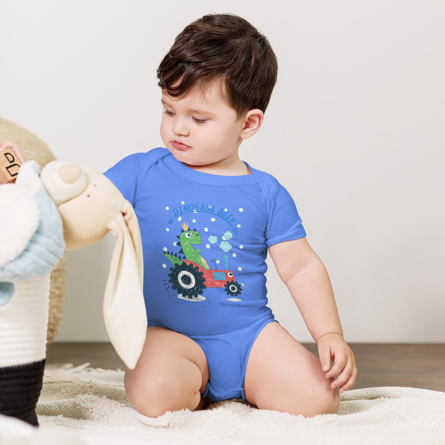 "Dinosaur Beep" Short Sleeve Baby One Piece