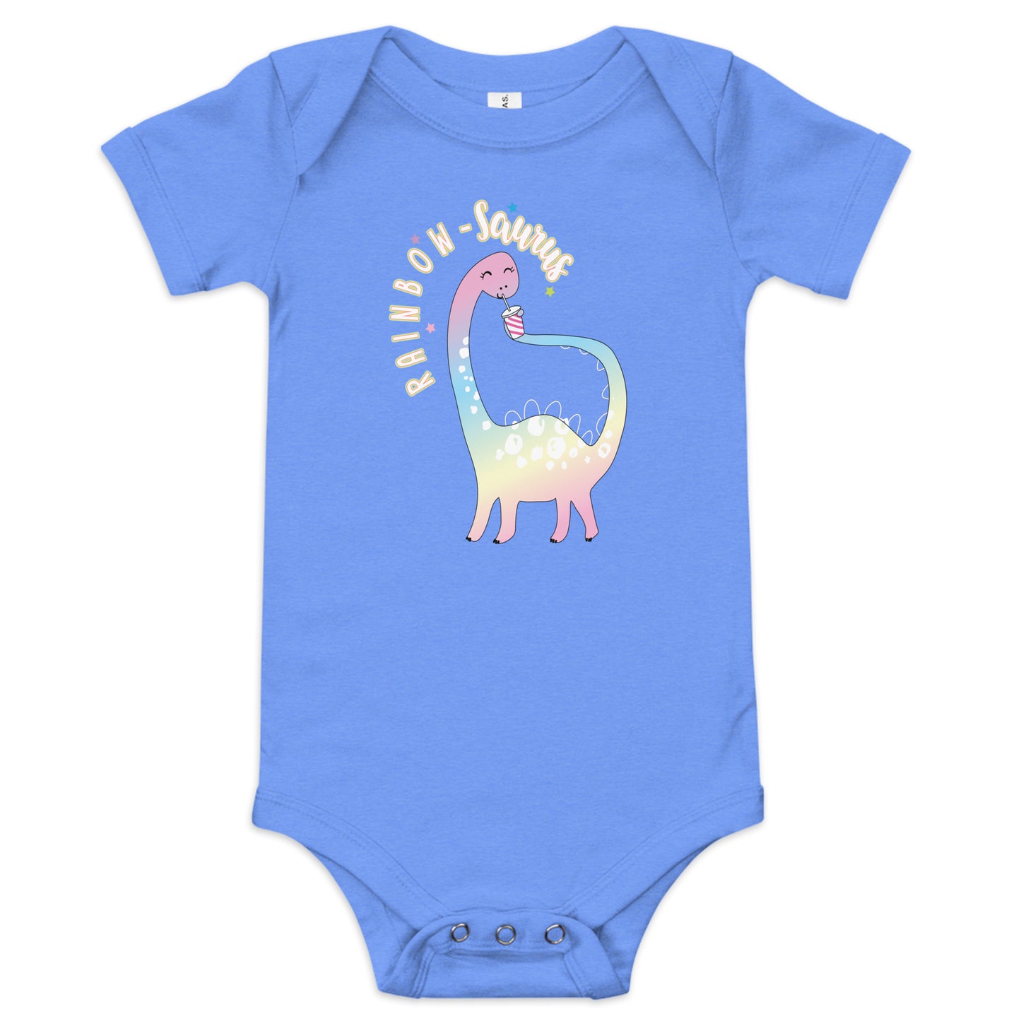 "Rainbow-Saurus" Short Sleeve Baby One Piece