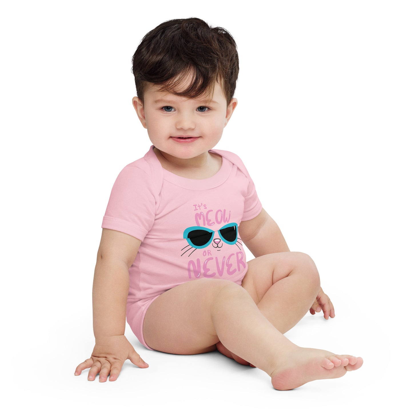 "It's Meow or Never" Short Sleeve Baby One Piece