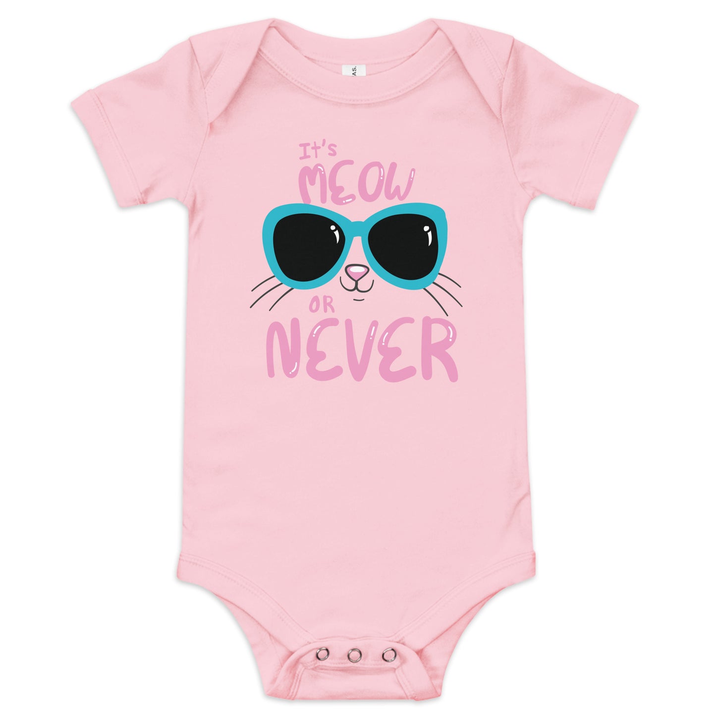 "It's Meow or Never" Short Sleeve Baby One Piece