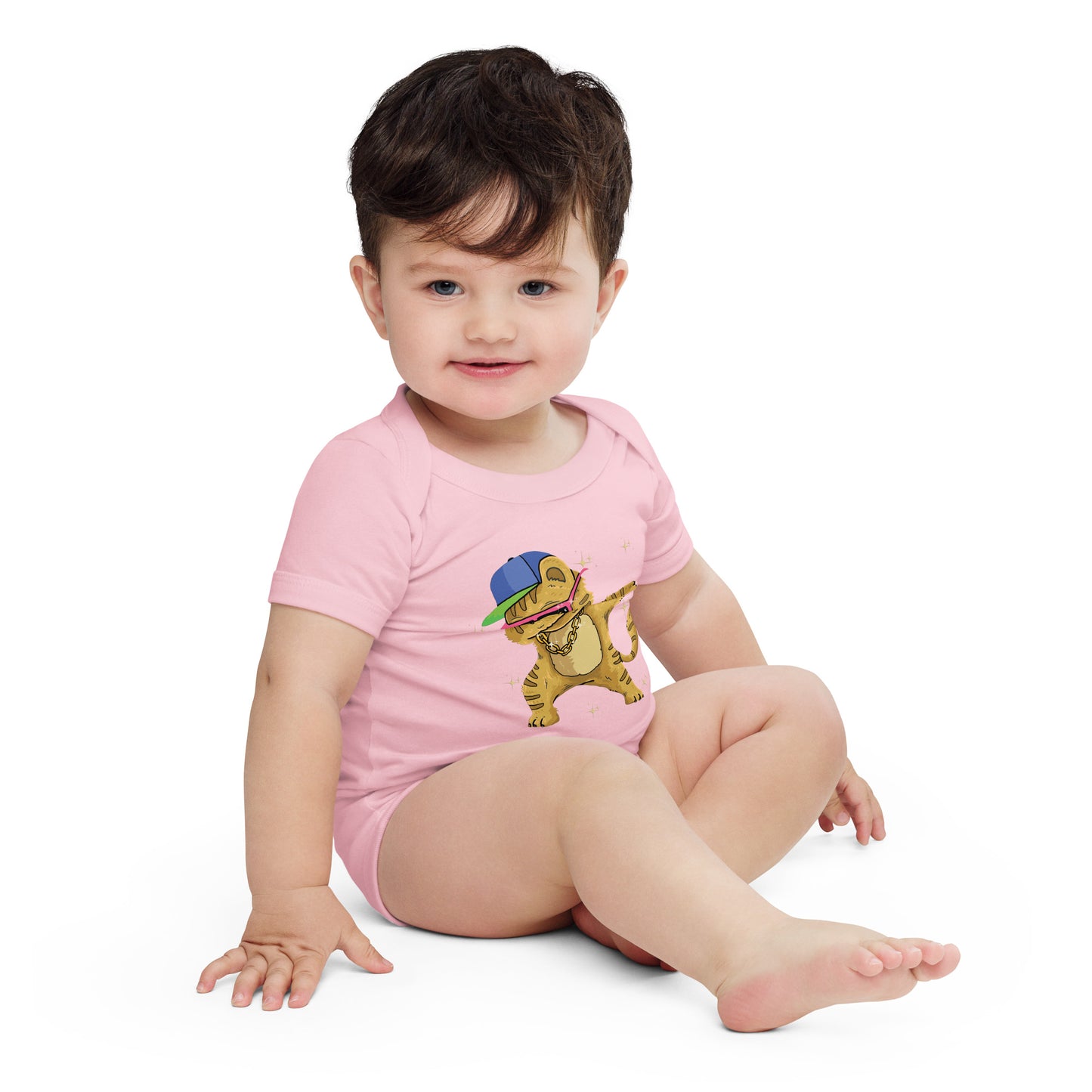"Dabbing Cat" Short Sleeve Baby One Piece