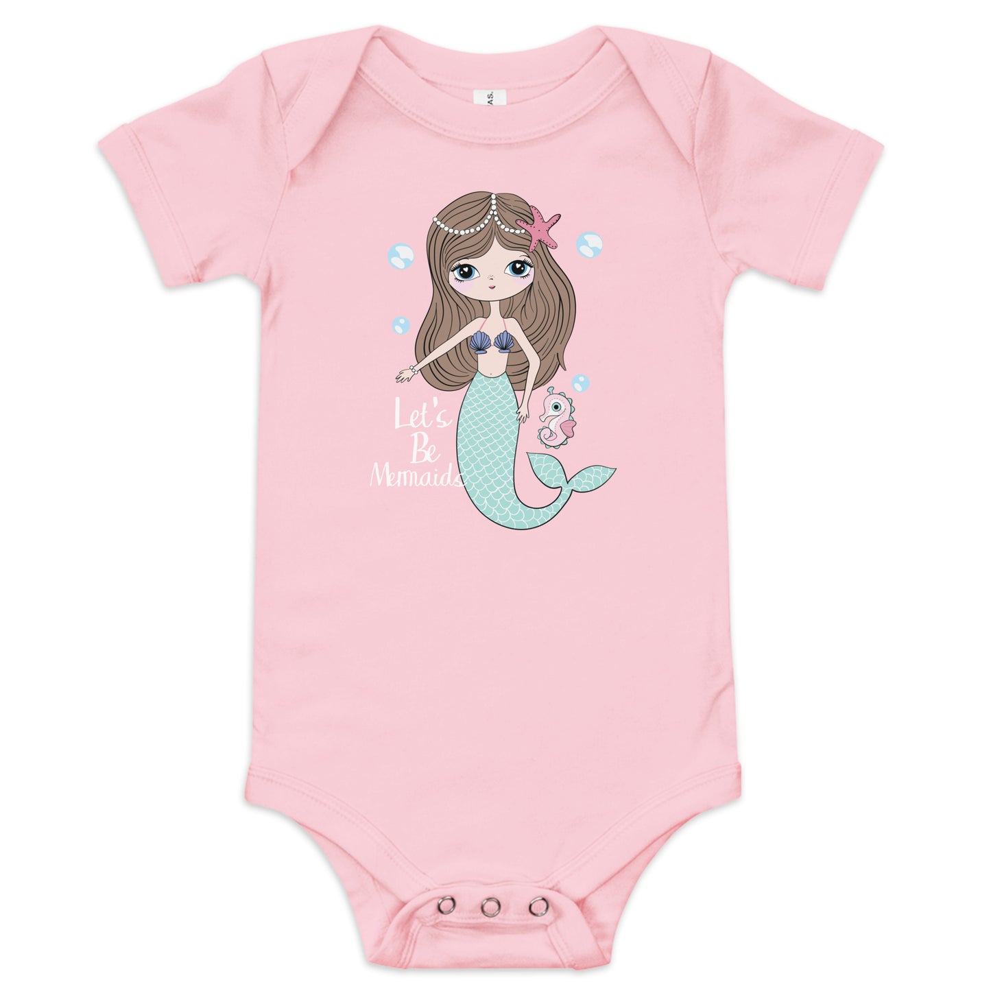 「マーメイドになろう」半袖ベビーワンピース