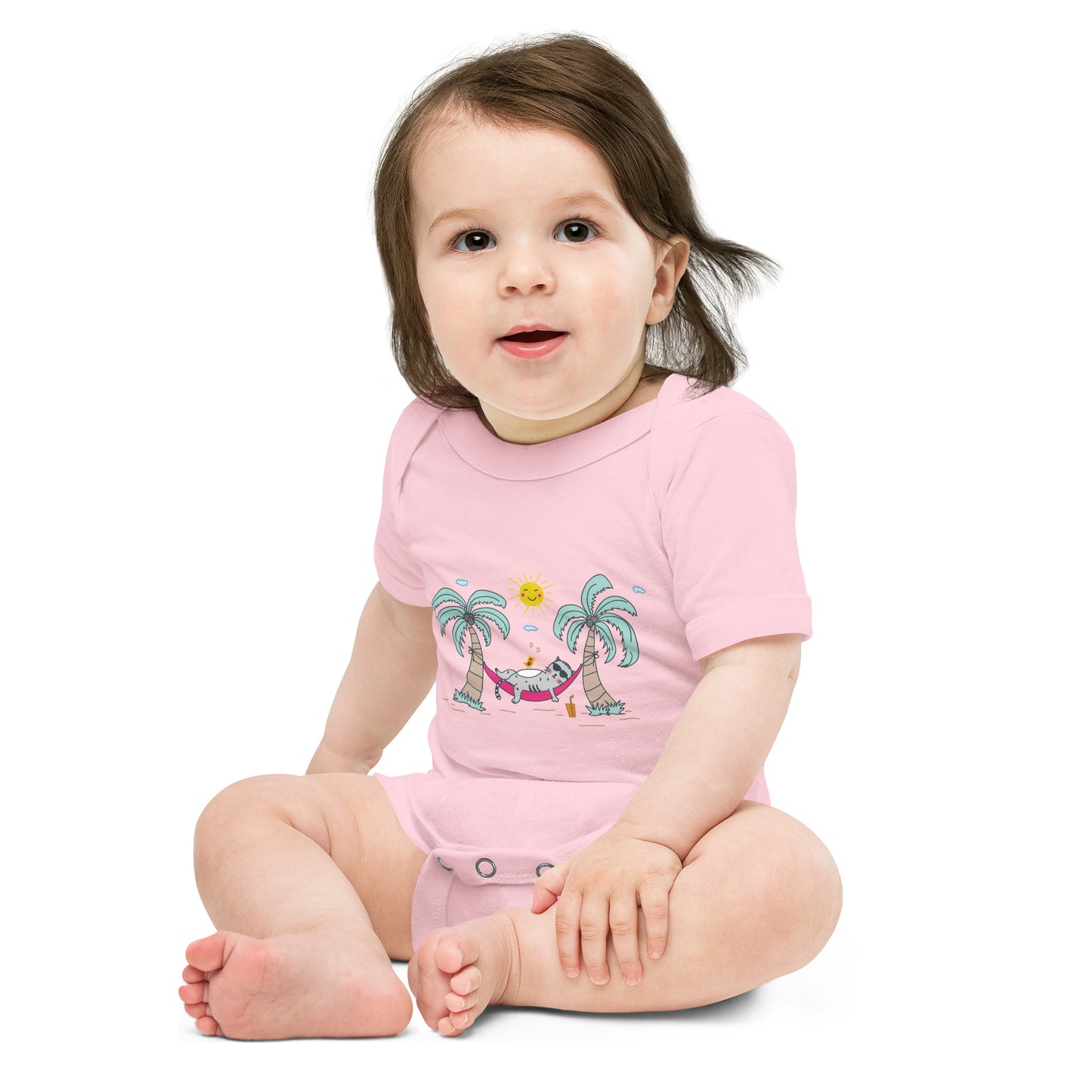"Lazy Cat" Short Sleeve Baby One Piece