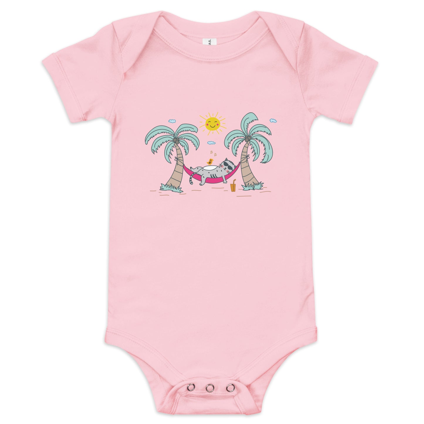 "Lazy Cat" Short Sleeve Baby One Piece