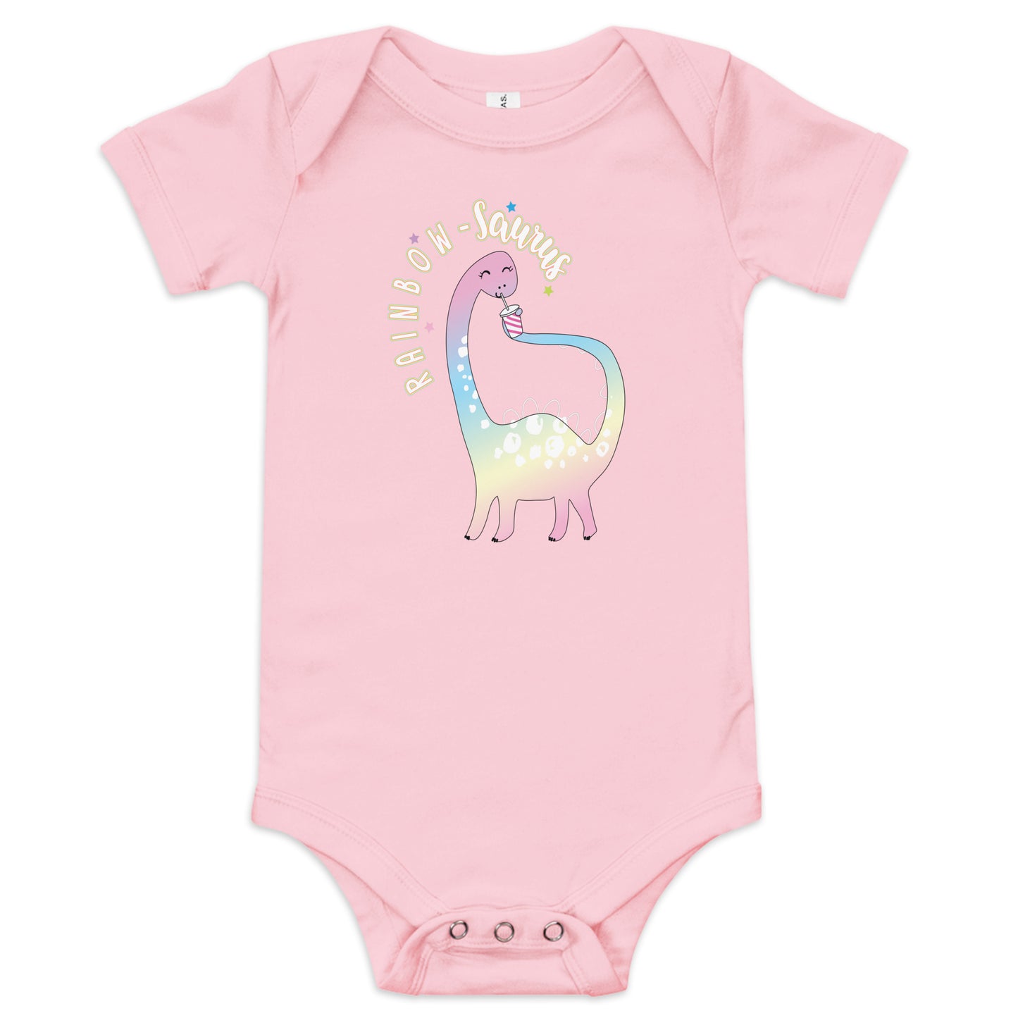 "Rainbow-Saurus" Short Sleeve Baby One Piece