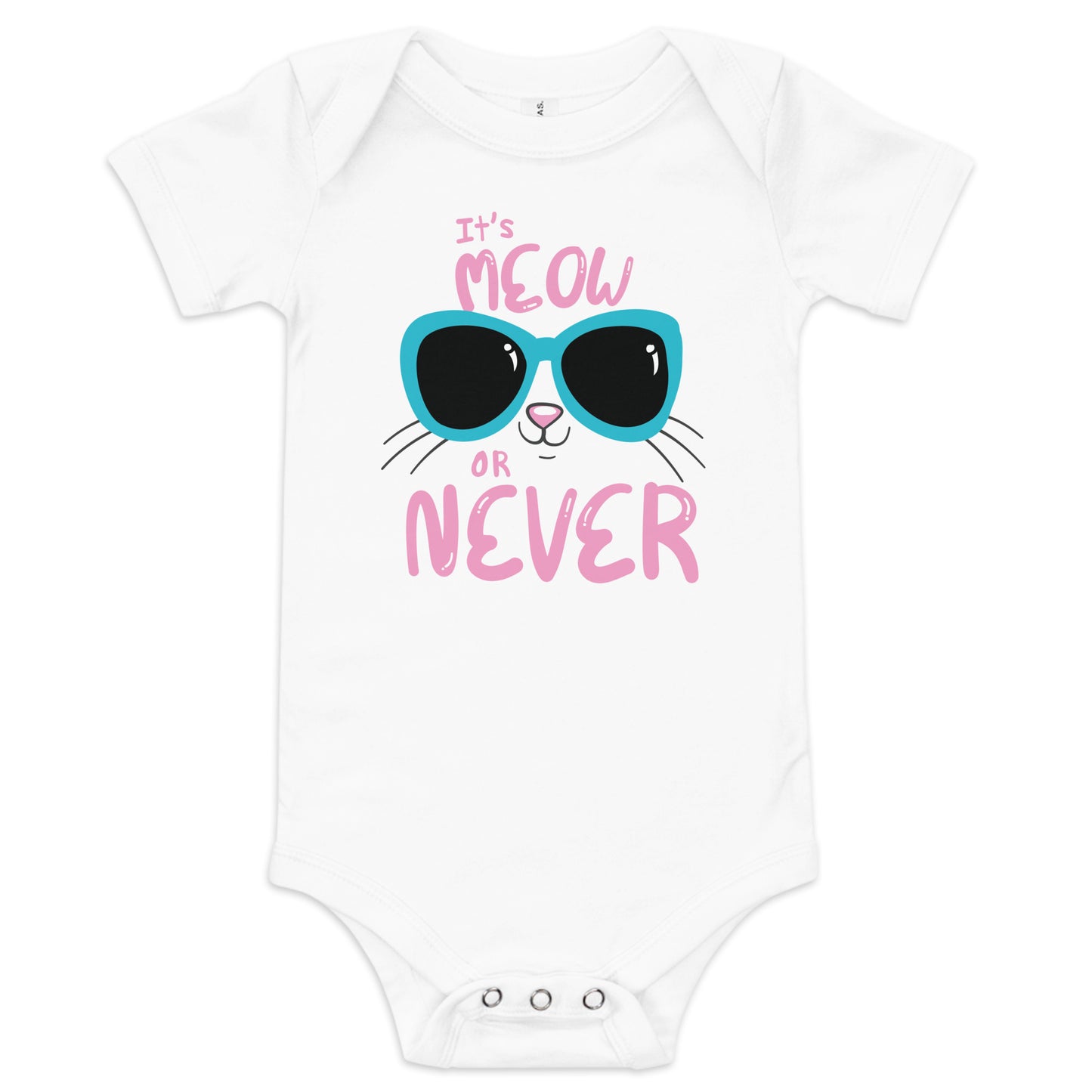 "It's Meow or Never" Short Sleeve Baby One Piece