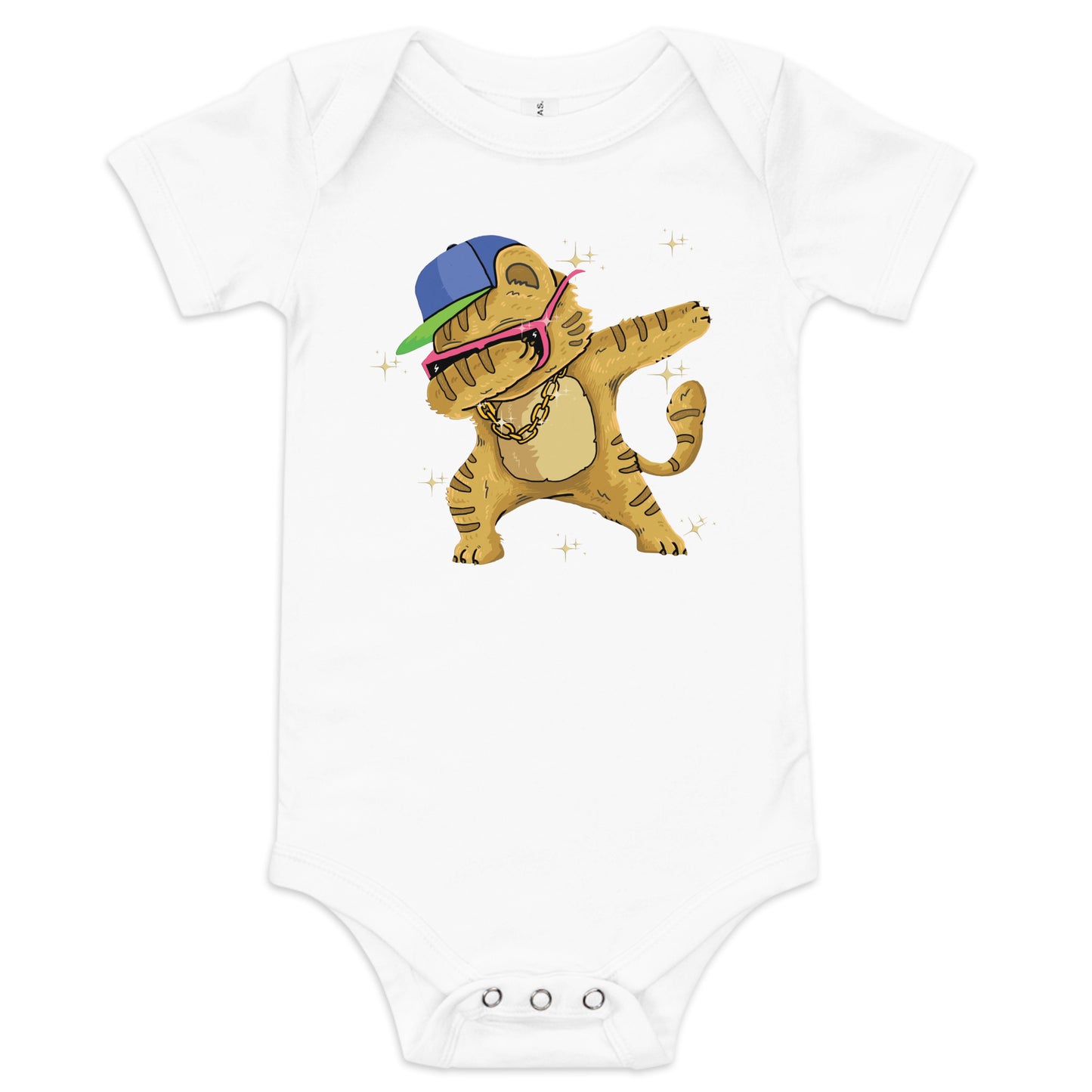 "Dabbing Cat" Short Sleeve Baby One Piece