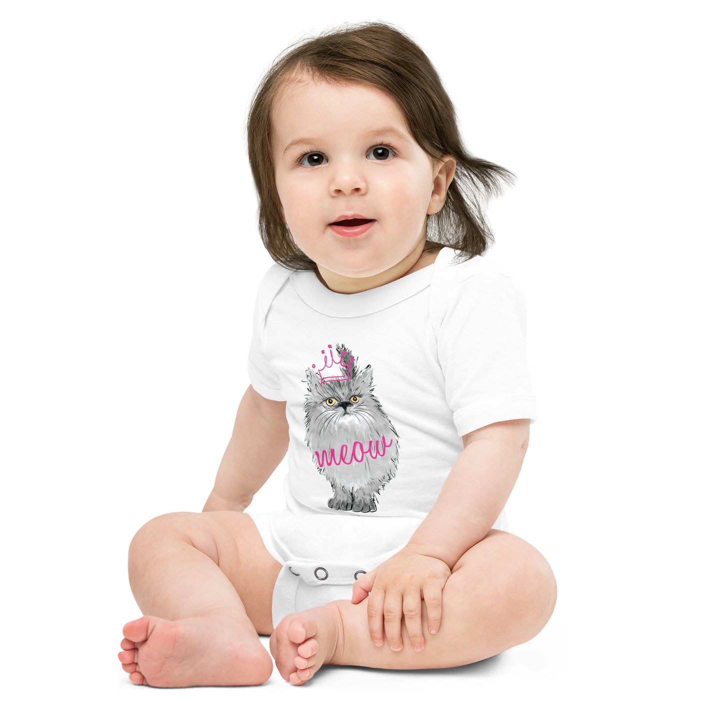 "Queen Kitty" Short Sleeve Baby One Piece