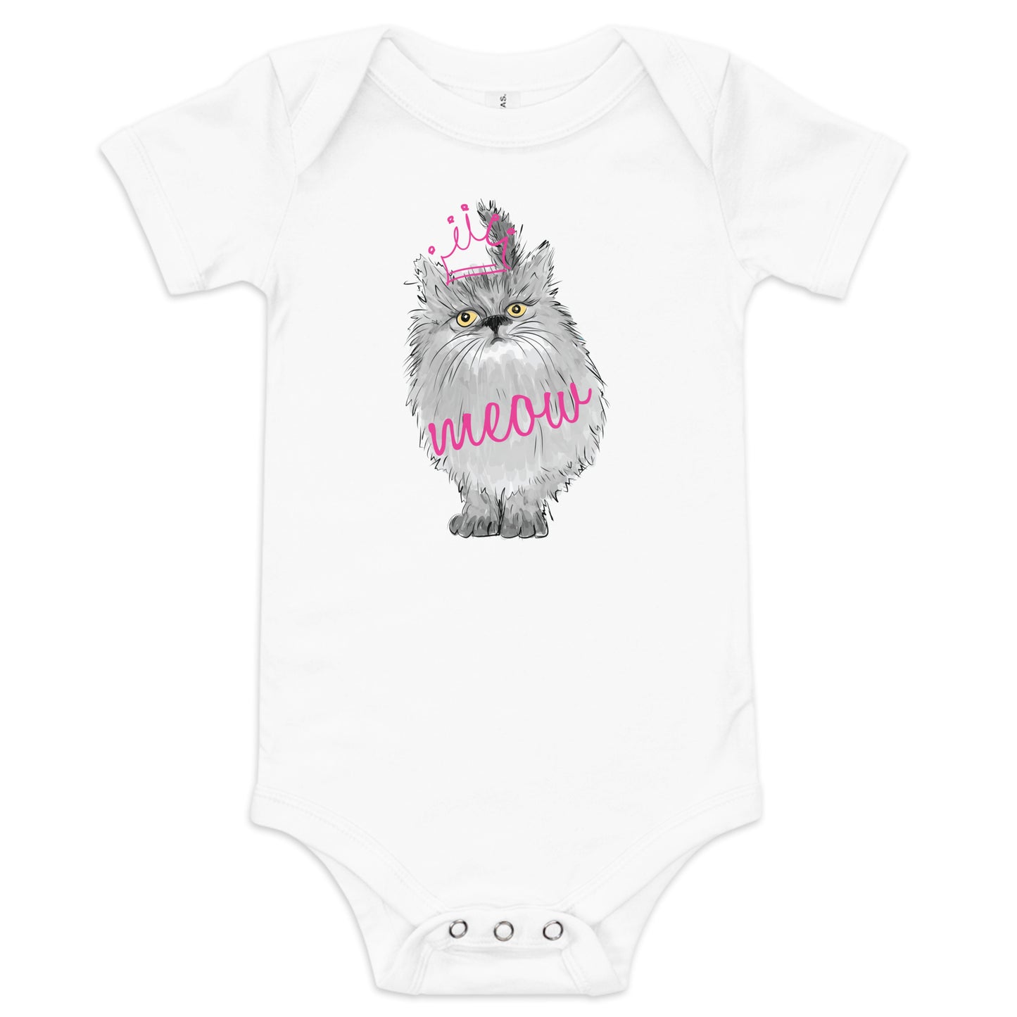 "Queen Kitty" Short Sleeve Baby One Piece