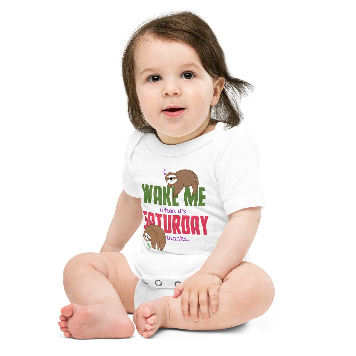 "Wake me when it's Saturday" Short Sleeve Baby One Piece