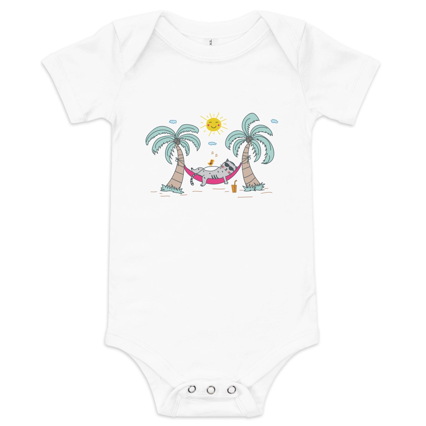"Lazy Cat" Short Sleeve Baby One Piece