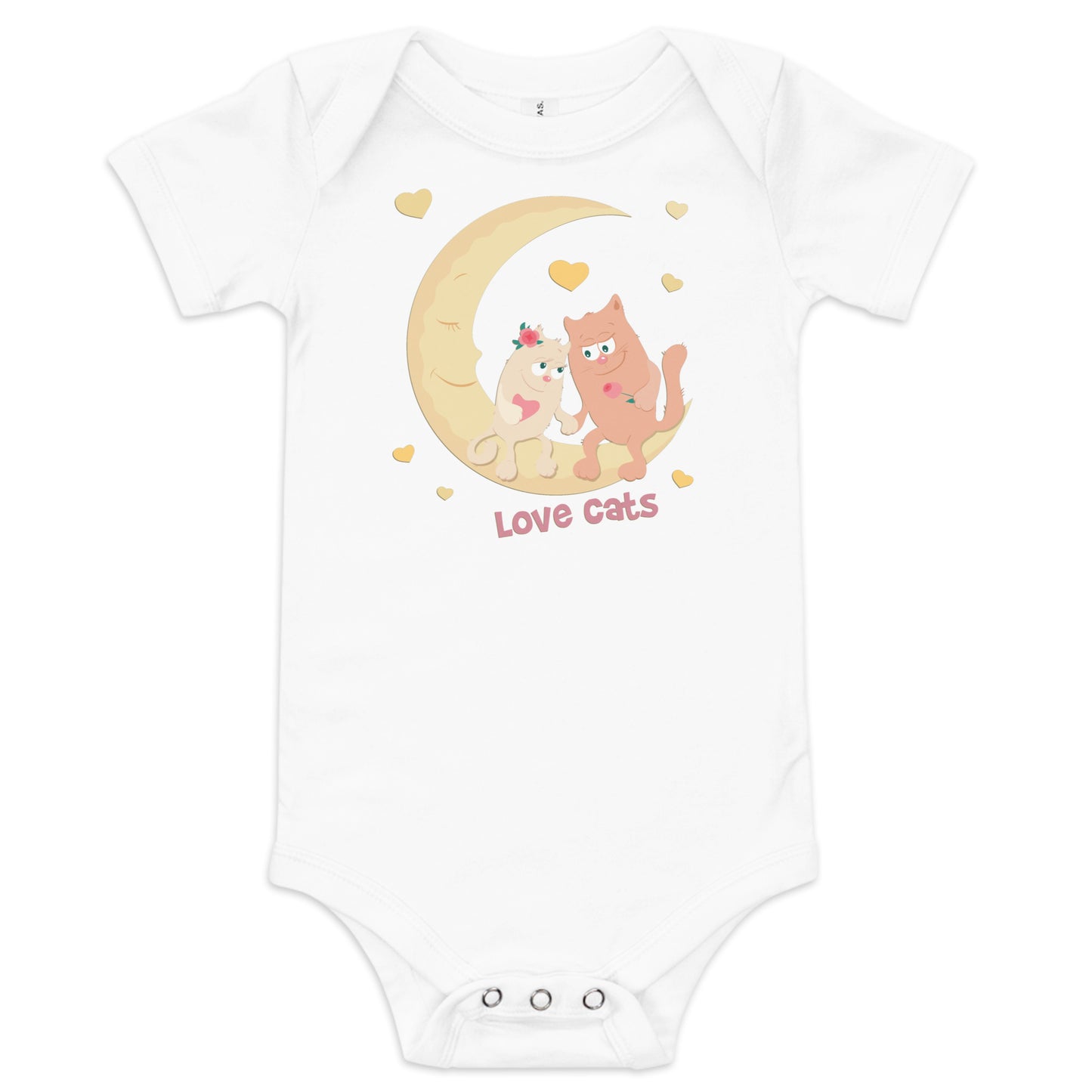 "Love cats" Short Sleeve Baby One Piece