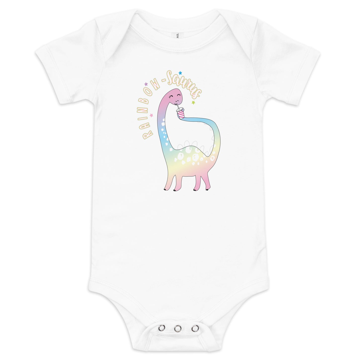 "Rainbow-Saurus" Short Sleeve Baby One Piece