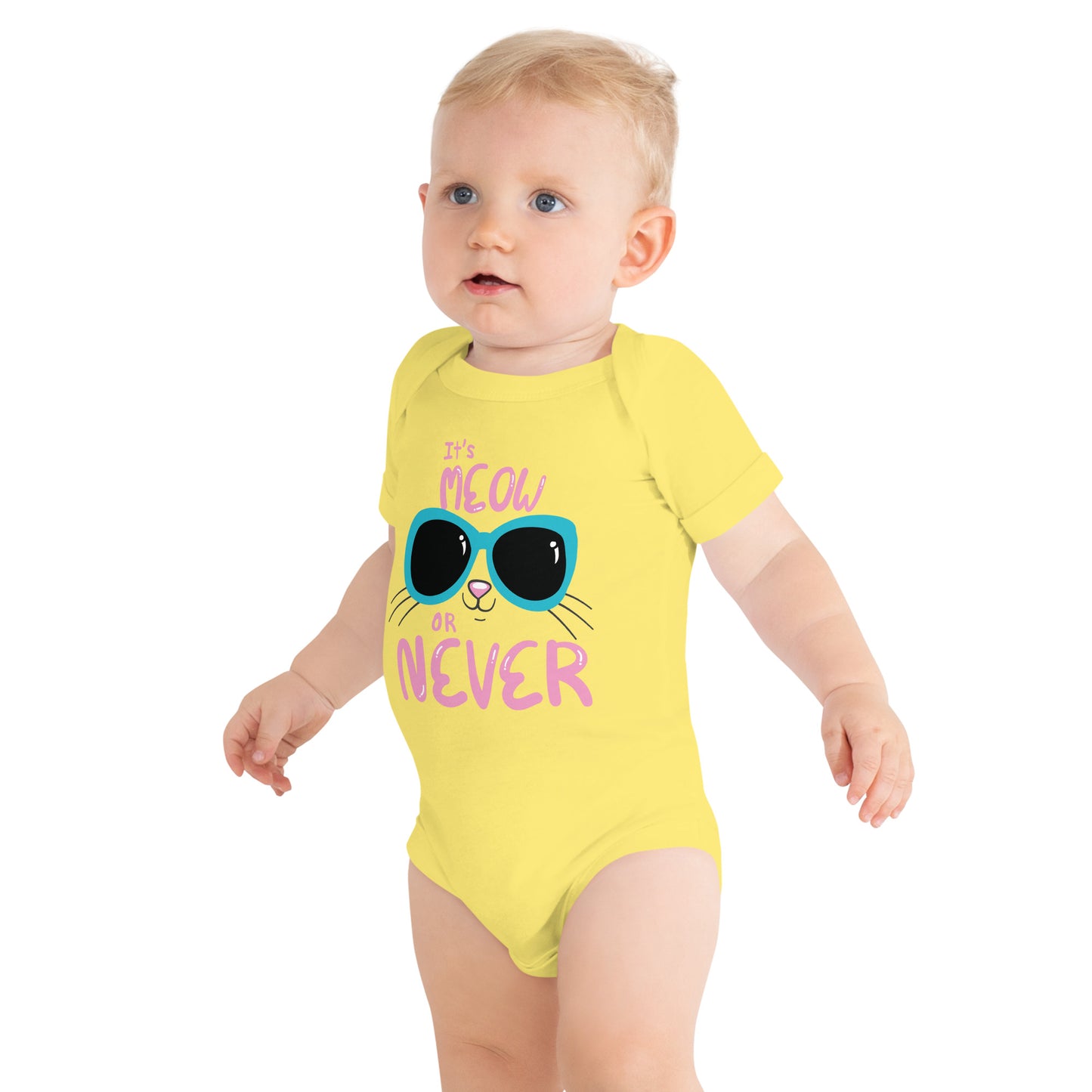 "It's Meow or Never" Short Sleeve Baby One Piece