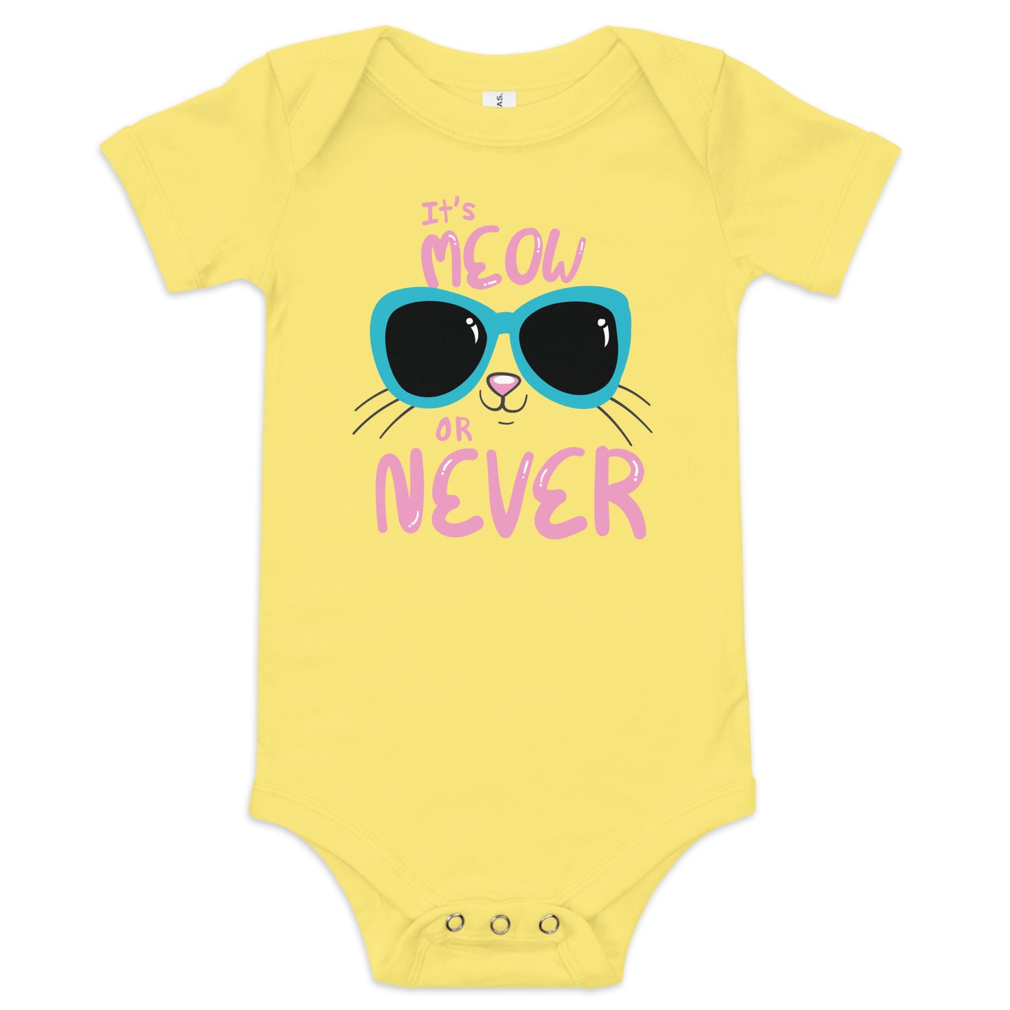"It's Meow or Never" Short Sleeve Baby One Piece