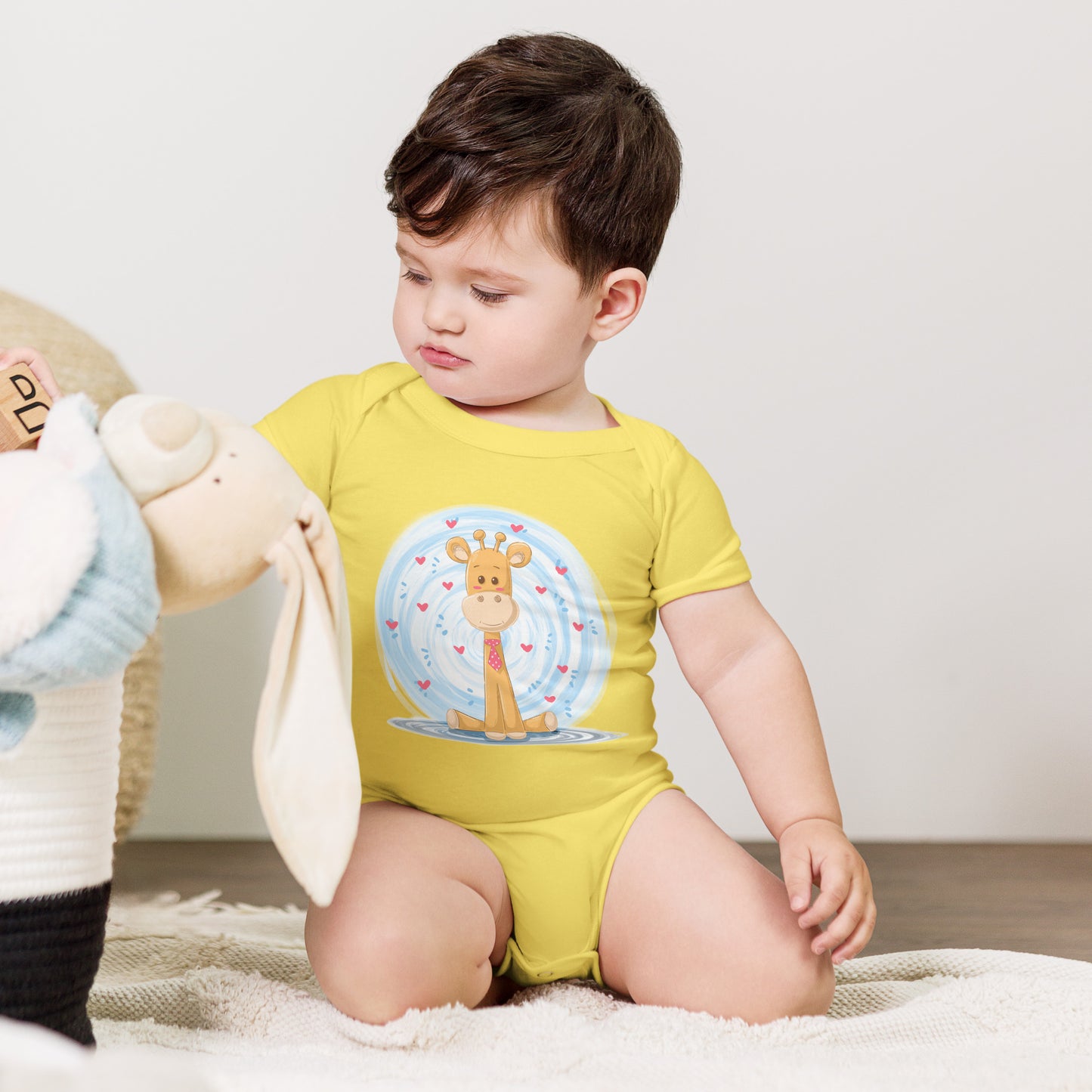"Happy Giraffe" Short Sleeve Baby One Piece