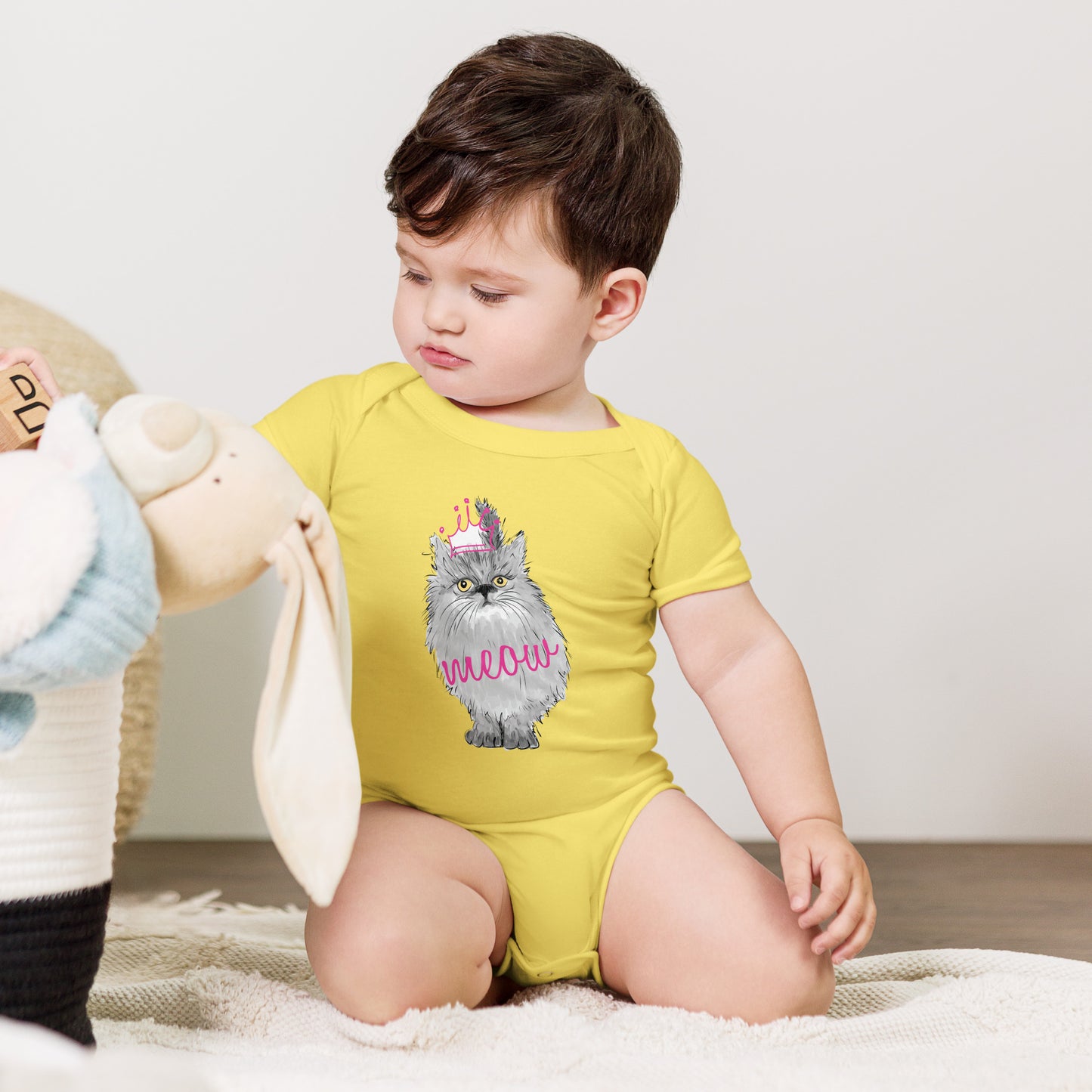 "Queen Kitty" Short Sleeve Baby One Piece