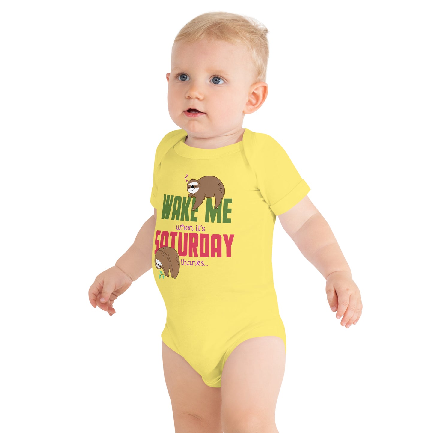"Wake me when it's Saturday" Short Sleeve Baby One Piece
