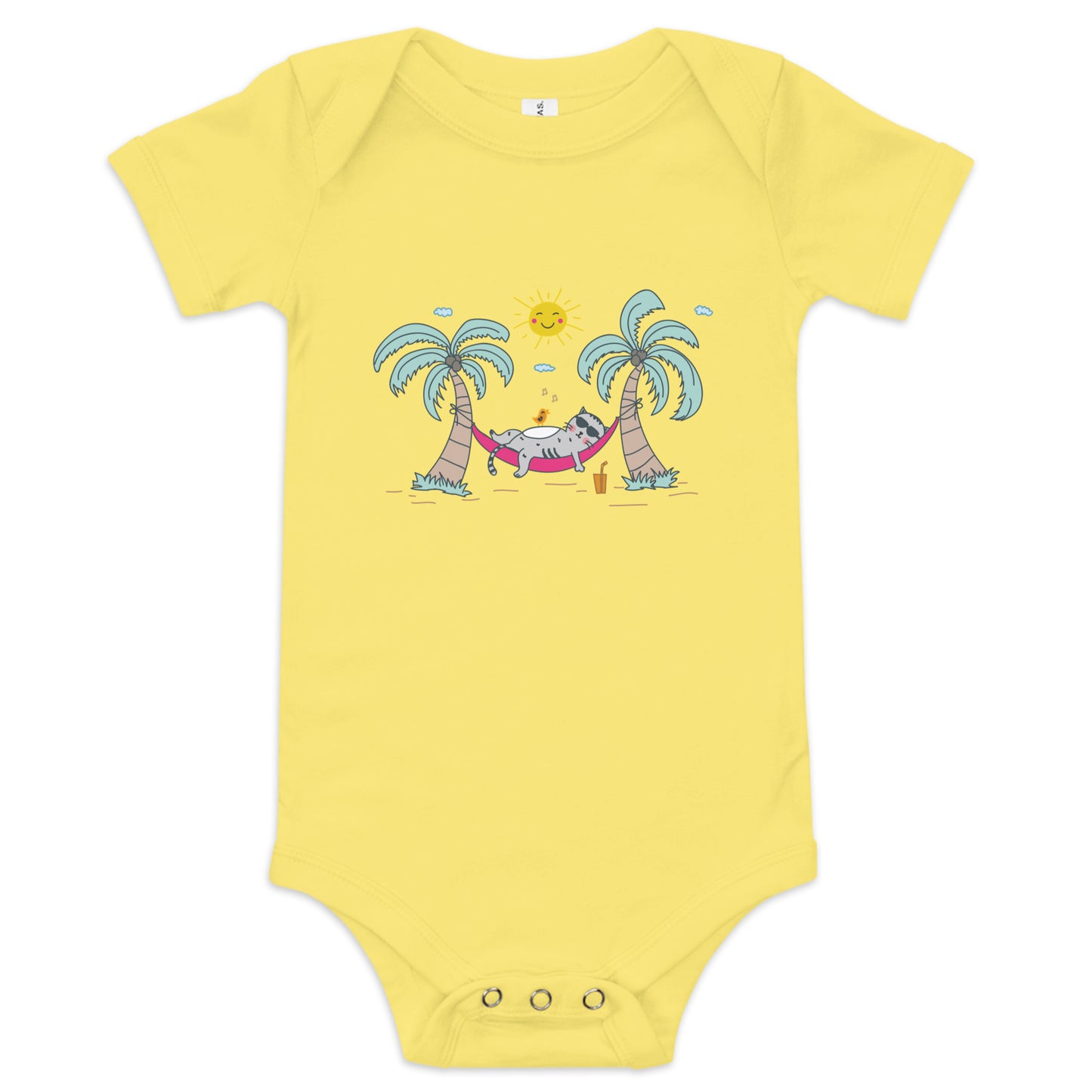 "Lazy Cat" Short Sleeve Baby One Piece