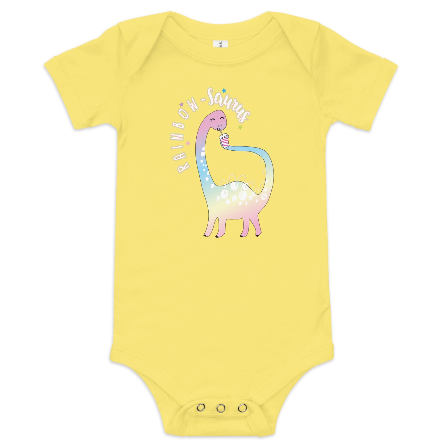 "Rainbow-Saurus" Short Sleeve Baby One Piece