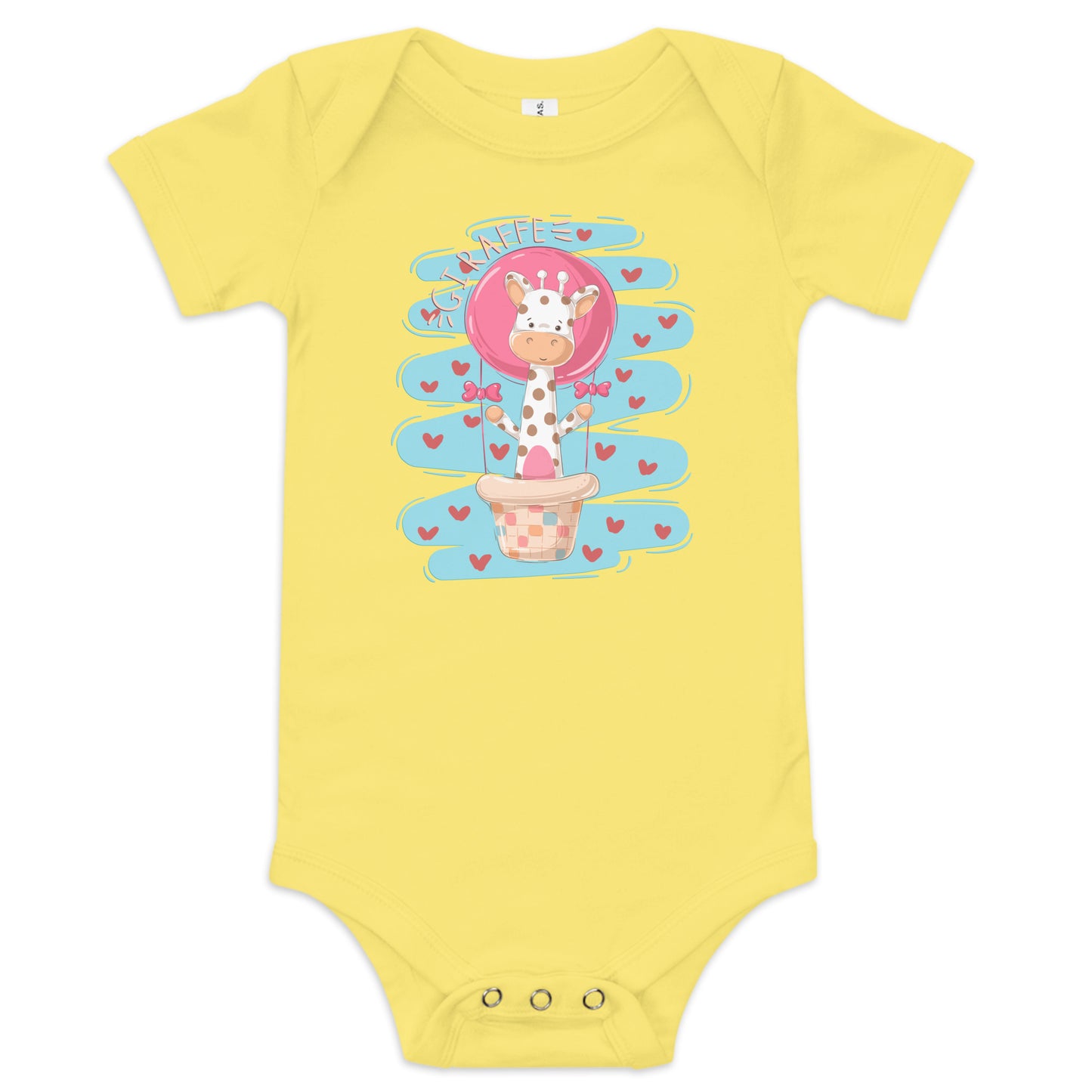 「熱気球キリン」半袖ベビーワンピース