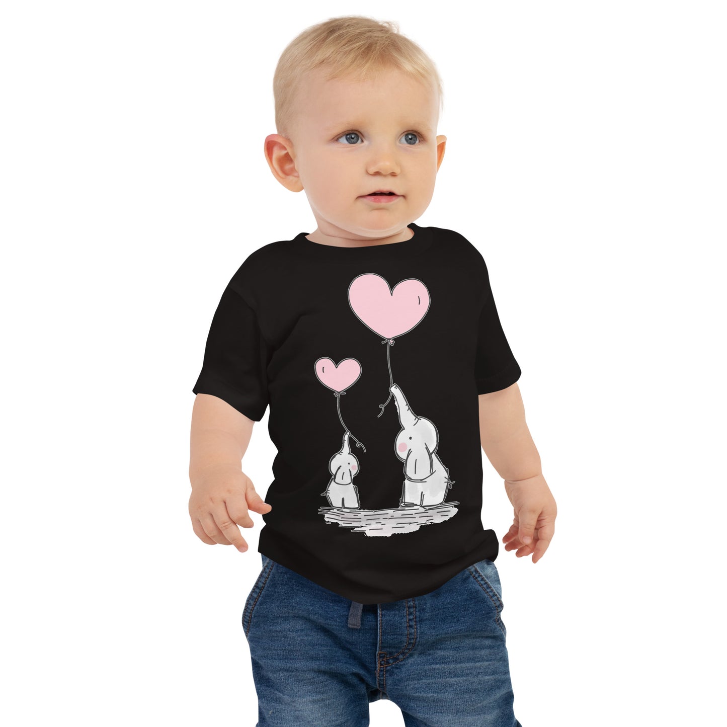Baby Short Sleeve Tee - Elephants with Balloons