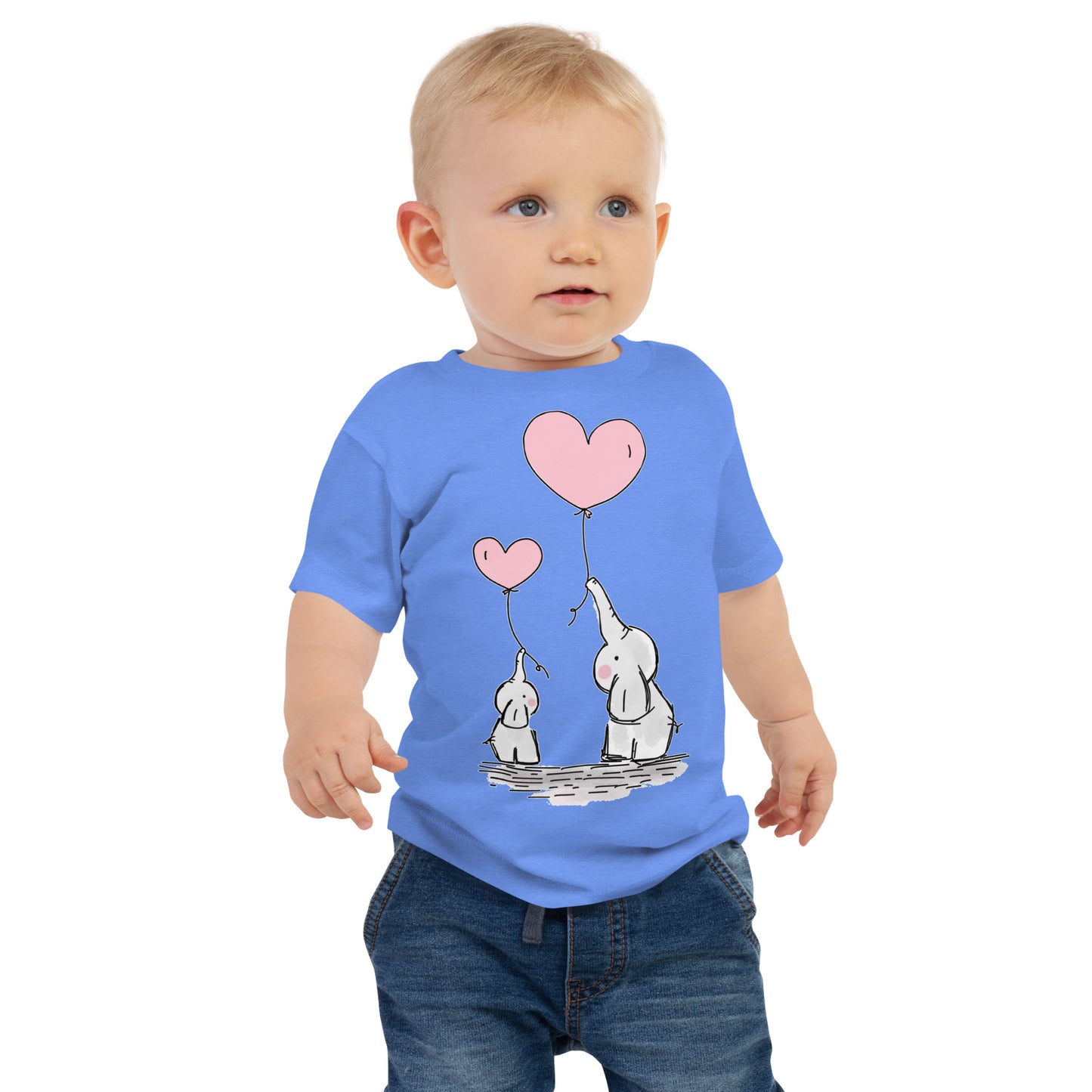 Baby Short Sleeve Tee - Elephants with Balloons