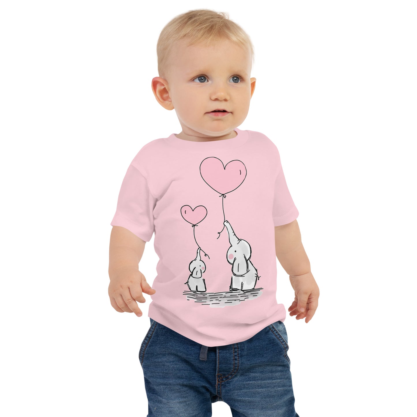 Baby Short Sleeve Tee - Elephants with Balloons