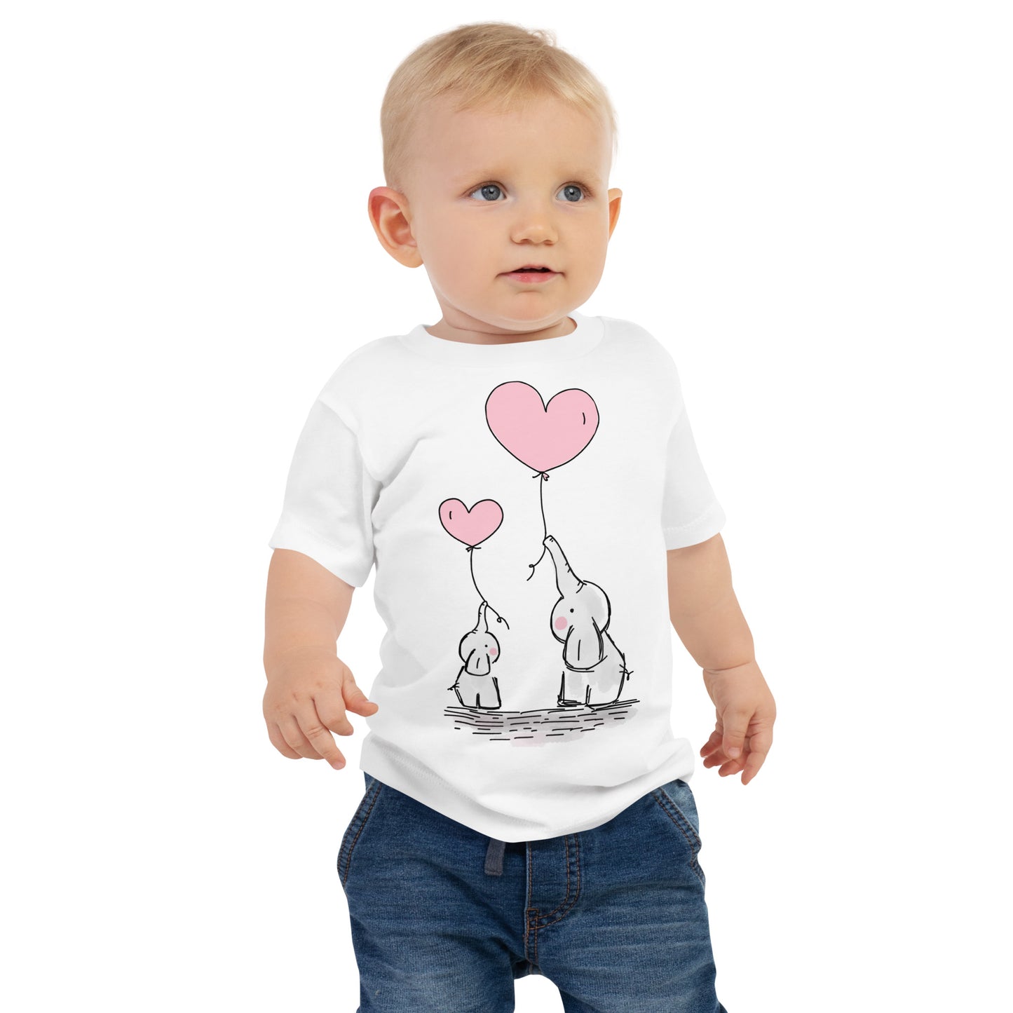 Baby Short Sleeve Tee - Elephants with Balloons