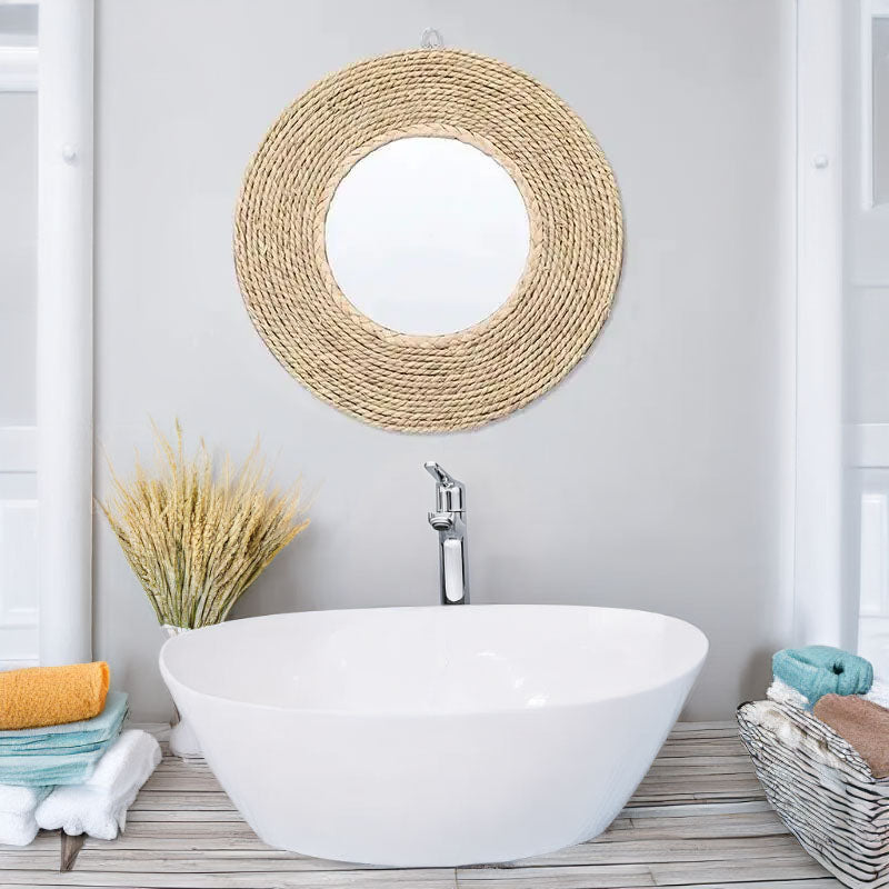 Natural Rattan Circular Mirror