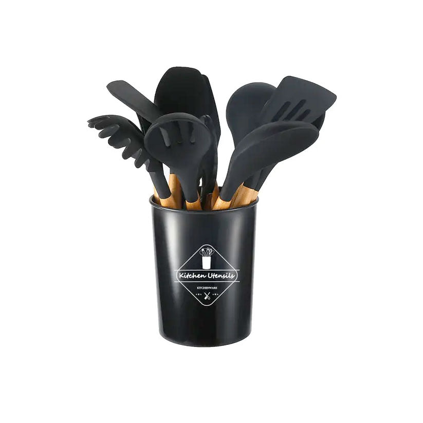 Gourmet 12-Piece Silicone & Wood Utensil Set