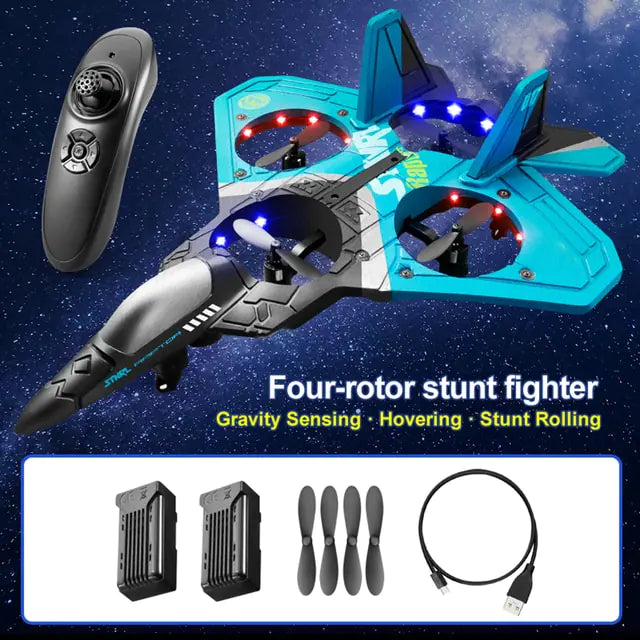 V17 Radio-Controlled Four-Rotor Stunt Fighter Plane