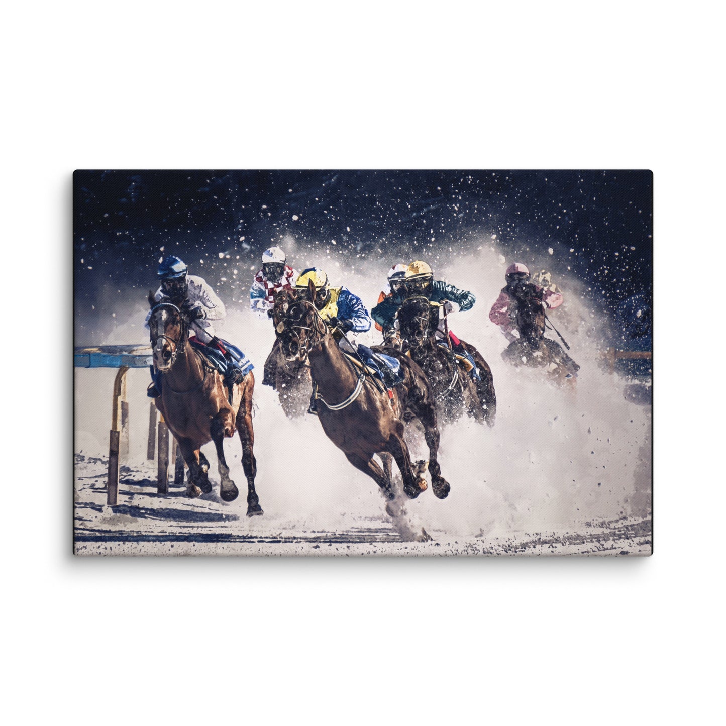 "Pounding the White Turf, St. Moritz" Splash Painting Canvas Print