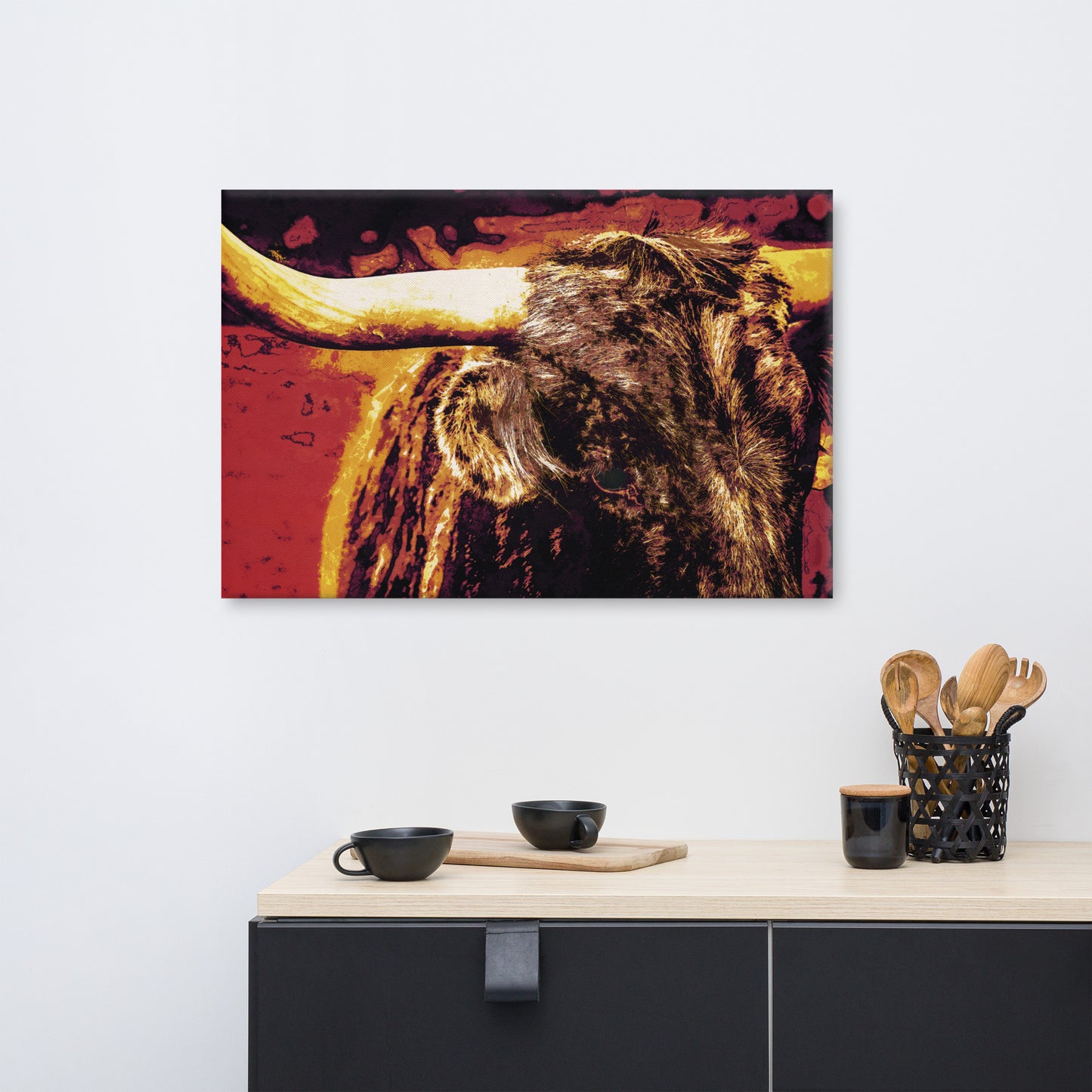 "Toro Ardiente" Splash Painting Canvas Print
